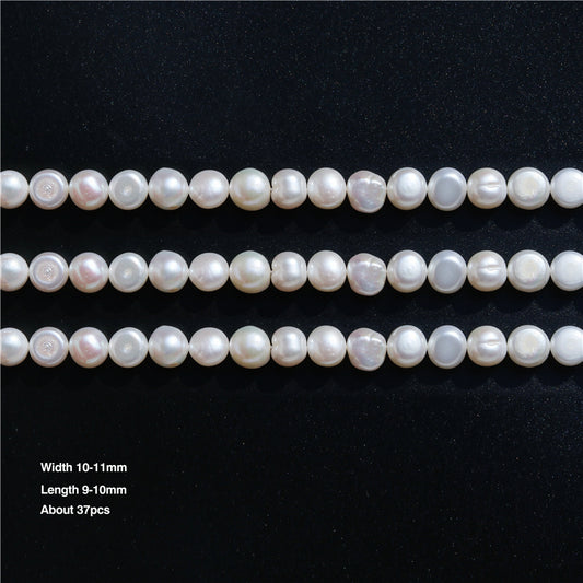 Perles de culture d'eau douce naturelles 10-11x9-10mm trou 0.8mm environ 37pcs fil de 39cm