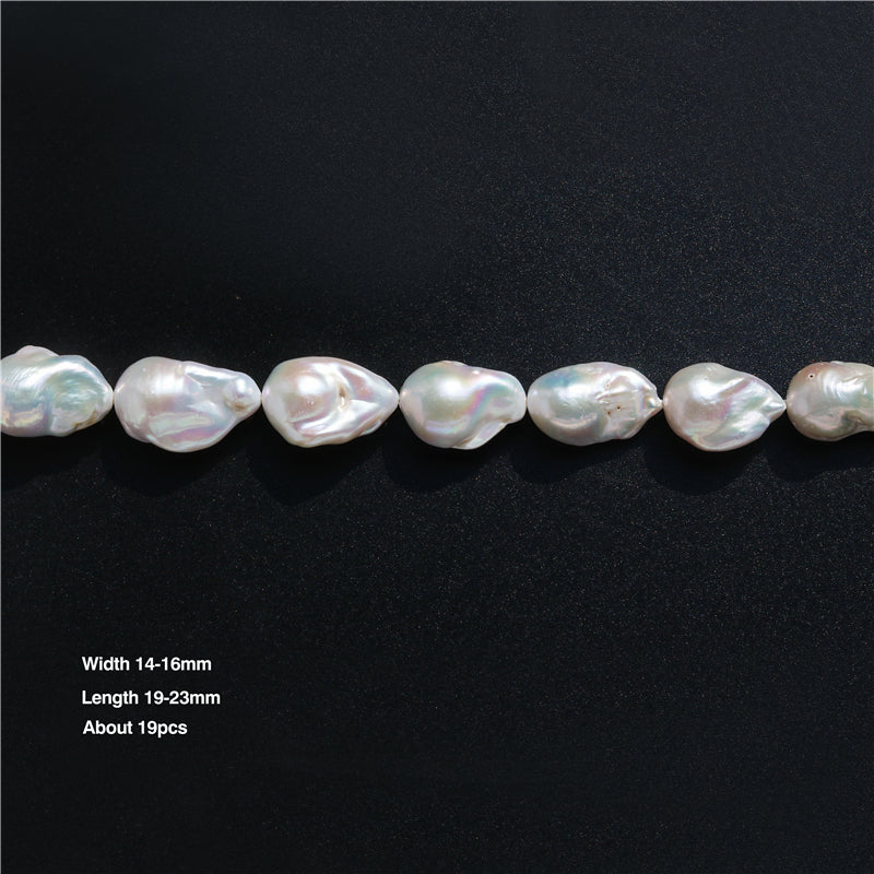 Perles de culture d'eau douce naturelles sur fil 14-16x19-23mm trou 0.8mm environ 19pcs 39cm