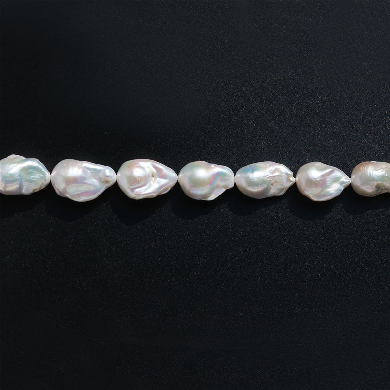 Perles de culture d'eau douce naturelles sur fil 14-16x19-23mm trou 0.8mm environ 19pcs 39cm