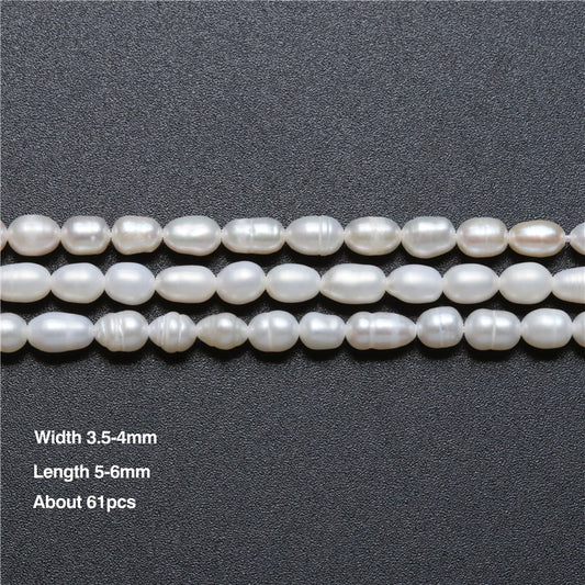 Natural Cultured Freshwater Pearl Beads 3.5-4x5-6mm Hole 0.8mm about 61pcs 39cm strand