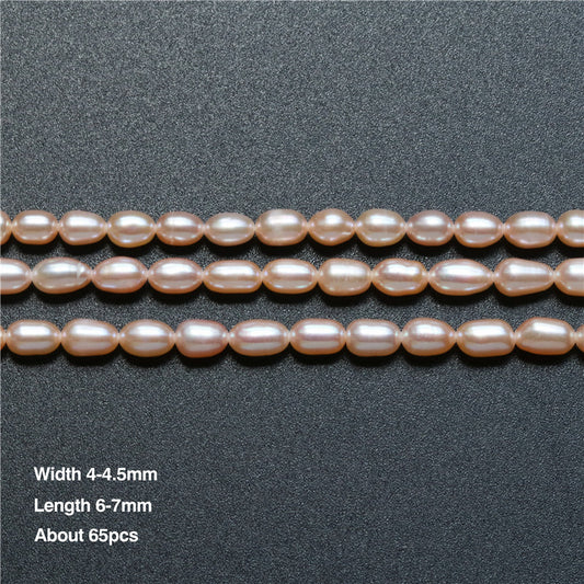 Perles de culture d'eau douce naturelles 4-4.5x6-7mm trou 0.8mm environ 65pcs fil de 39cm