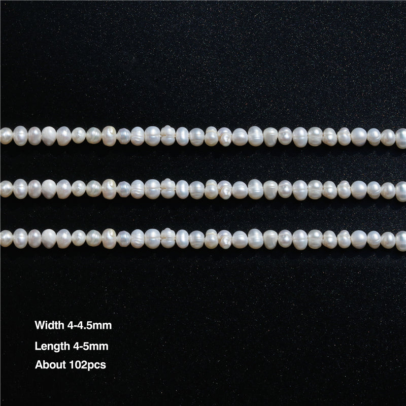 Perles de culture d'eau douce naturelles 4-4.5x4-5mm trou 0.8mm environ 102pcs fil de 39cm