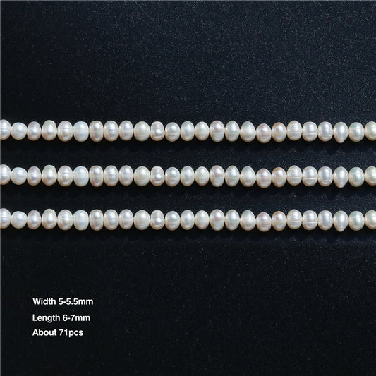 Perles de culture d'eau douce naturelles 5-5.5x6-7mm trou 0.8mm environ 71pcs fil de 39cm