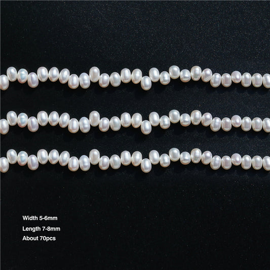 Natural Cultured Freshwater Pearl Beads 5-6x7-8mm Hole 0.8mm about 70pcs 39cm strand