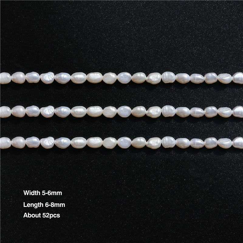 Natural Cultured Freshwater Pearl Beads 5-6x6-8mm Hole 0.8mm about 52pcs 39cm strand