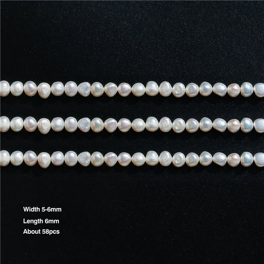 Natural Cultured Freshwater Pearl Beads 5-6x6mm Hole 0.8mm about 58pcs 39cm strand