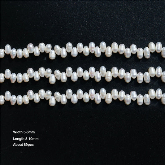 Natural Cultured Freshwater Pearl Beads 5-6x8-10mm Hole 0.8mm about 69pcs 39cm strand