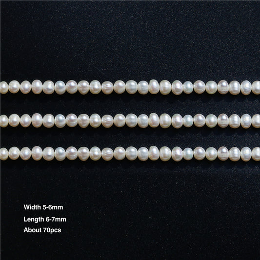 Natural Cultured Freshwater Pearl Beads 5-6x6-7mm Hole 0.8mm about 70pcs 39cm strand