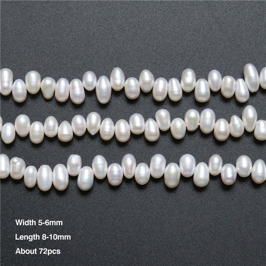 Natural Cultured Freshwater Pearl Beads 5-6x8-10mm Hole 0.8mm about 72pcs 39cm strand