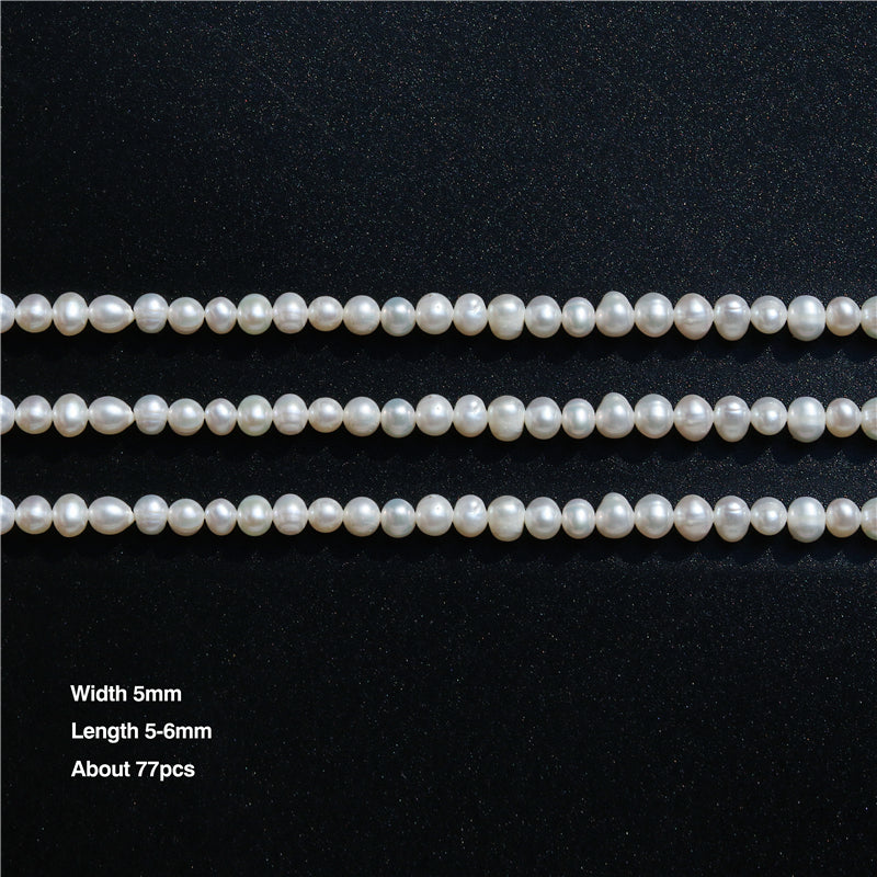 Natural Cultured Freshwater Pearl Beads 5x5-6mm Hole 0.8mm about 77pcs 39cm strand