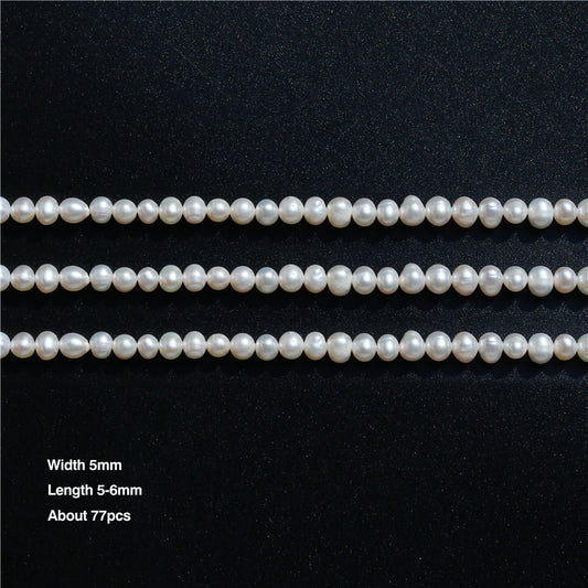 Natural Cultured Freshwater Pearl Beads 5x5-6mm Hole 0.8mm about 77pcs 39cm strand