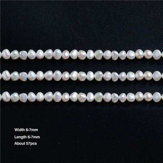 Natural Cultured Freshwater Pearl Beads 6-7x6-7mm Hole 0.8mm about 57pcs 39cm strand