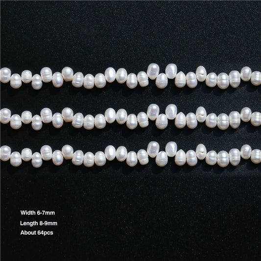 Natural Cultured Freshwater Pearl Beads 6-7x8-9mm Hole 0.8mm about 64pcs 39cm strand