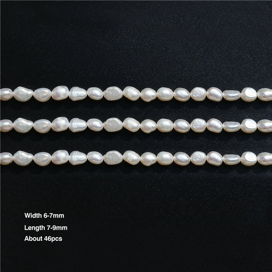 Natural Cultured Freshwater Pearl Beads 6-7x7-9mm Hole 0.8mm about 46pcs 39cm strand