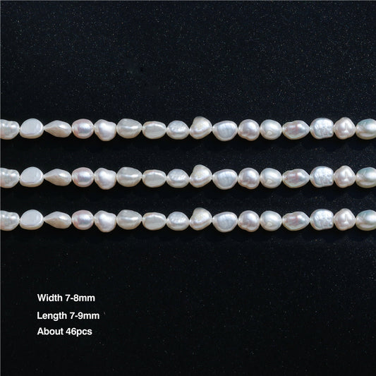 Natural Cultured Freshwater Pearl Beads 7-8x7-9mm Hole 0.8mm about 46pcs 39cm strand