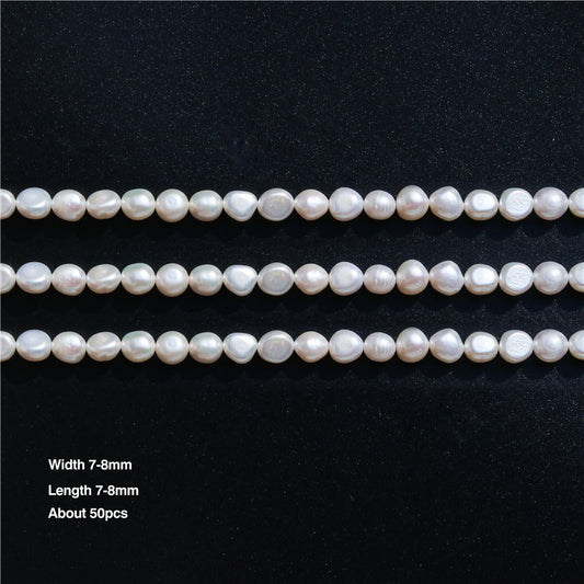 Natural Cultured Freshwater Pearl Beads 7-8x7-8mm Hole 0.8mm about 50pcs 39cm strand