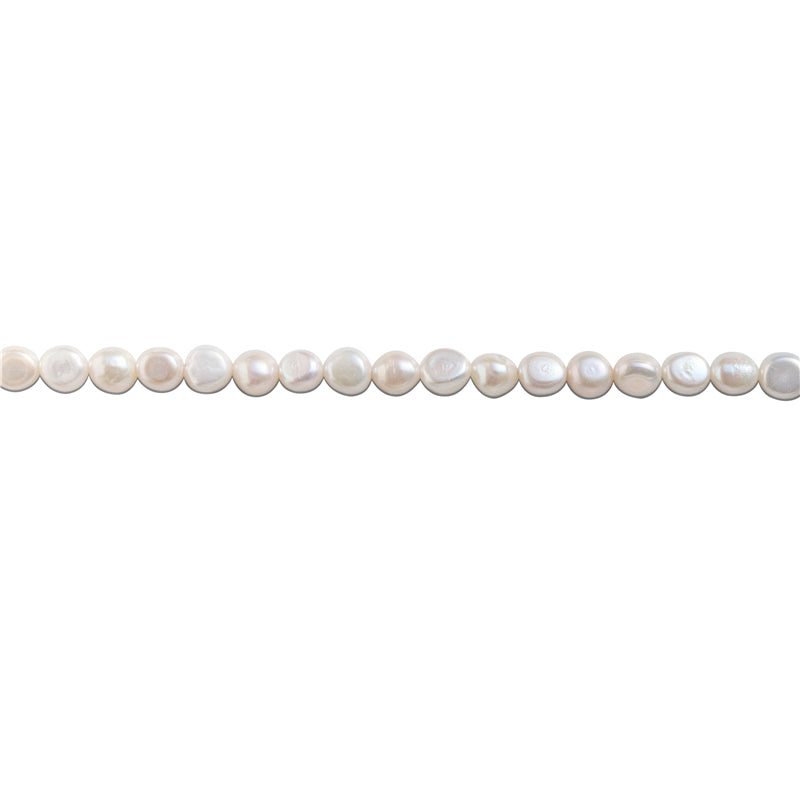 Perles de culture d'eau douce naturelles 7-8x7-8mm trou 0.8mm environ 50pcs sur fil 39cm