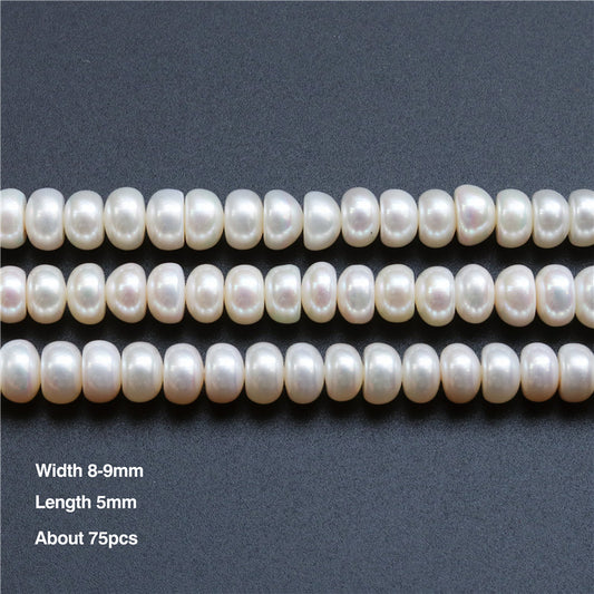 Natural Cultured Freshwater Pearl Beads 8-9x5mm Hole 0.8mm about 75pcs 39cm strand