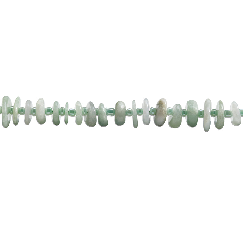 Natürliche verheißungsvolle Jade-Barockperlen 3-4x8-10 mm, Loch 1 mm, ca. 72 Stück, 39 cm Strang