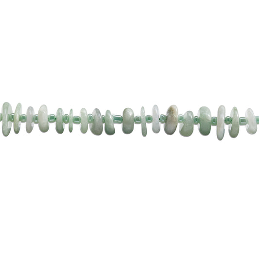 Cuentas barrocas de jade natural de buen augurio 3-4x8-10 mm Agujero 1 mm Sobre 72 piezas 39 cm tira