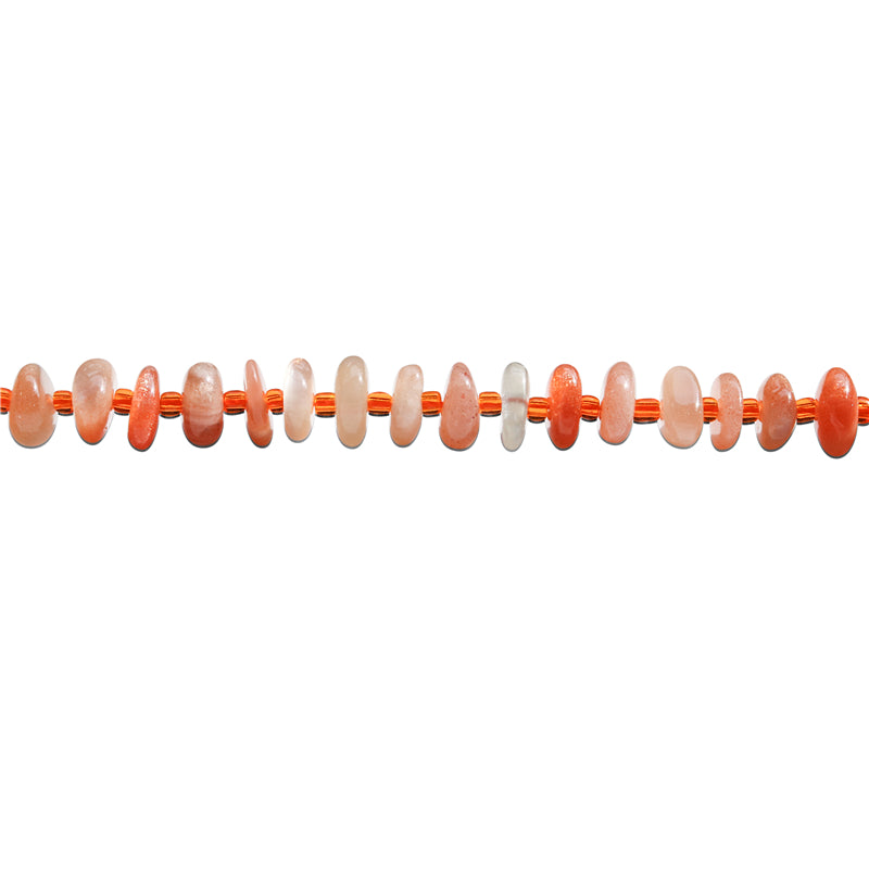 Clair de lune orange naturel A perles baroques 3-4x8-10mm trou 1mm environ 72pcs 39cm sur fil