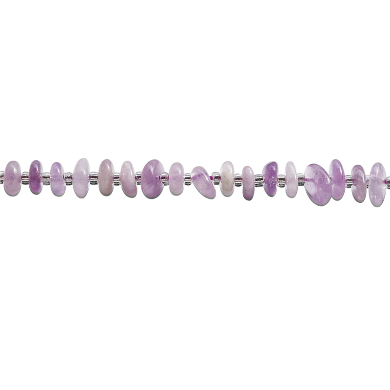 Natürliche Amethyst-Barockperlen, 3–4 x 8–10 mm, Loch: 1 mm, ca. 72 Stück, 39 cm Strang