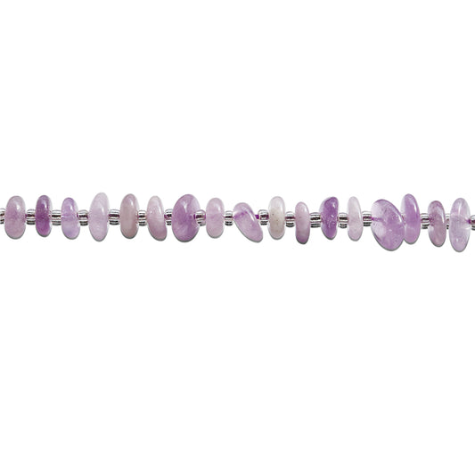 Natürliche Amethyst-Barockperlen, 3–4 x 8–10 mm, Loch: 1 mm, ca. 72 Stück, 39 cm Strang