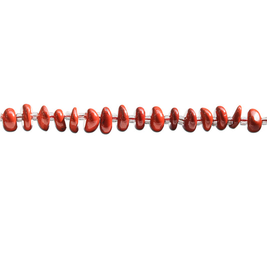 Perles baroques Jaspe rouge naturel 3-4x8-10mm trou 1mm environ 72pcs sur fil 39cm