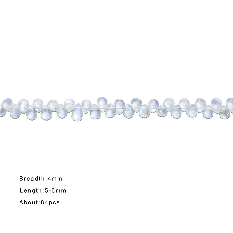 Natural 7A White Moonstone Beads Flat Drop 4x5-6mm Hole 0.4mm about 84pcs 25cm strand