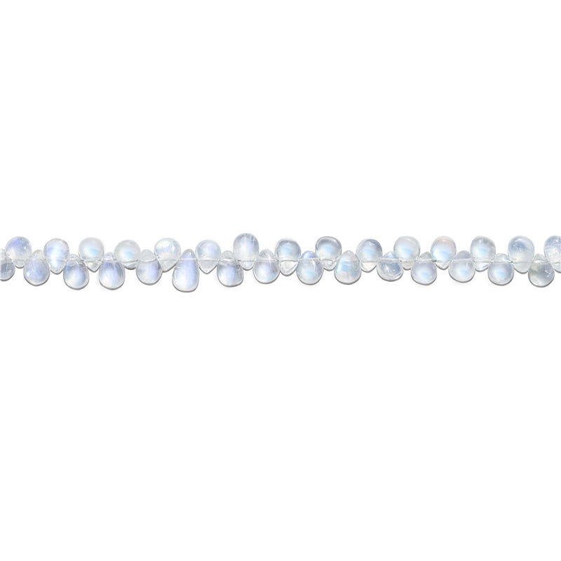 Natural 7A White Moonstone Beads Flat Drop 4x5-6mm Hole 0.4mm about 84pcs 25cm strand