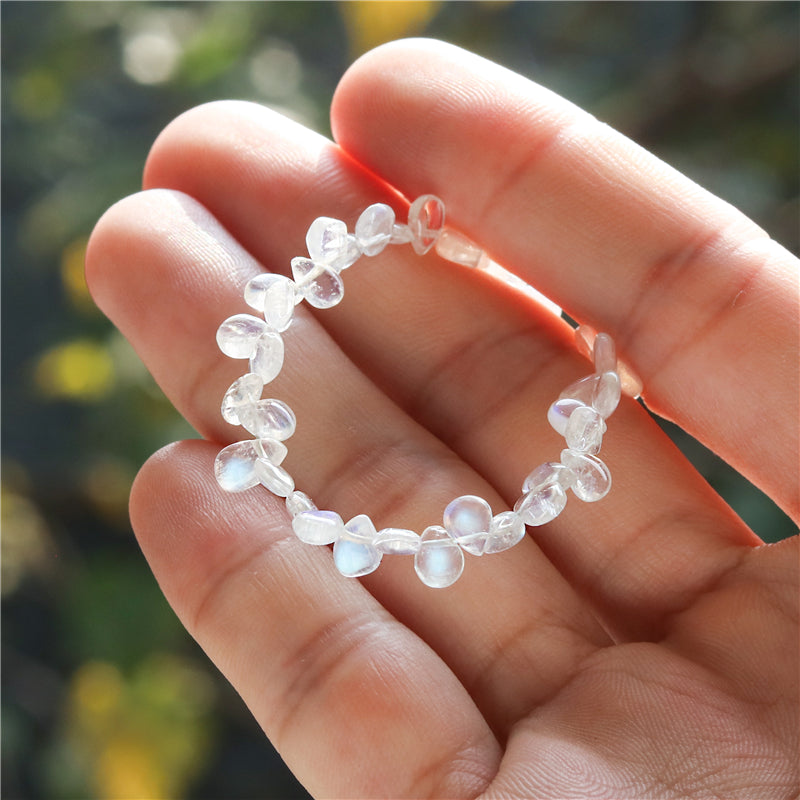 Natural 7A White Moonstone Beads Flat Drop 4x5-6mm Hole 0.4mm about 84pcs 25cm strand