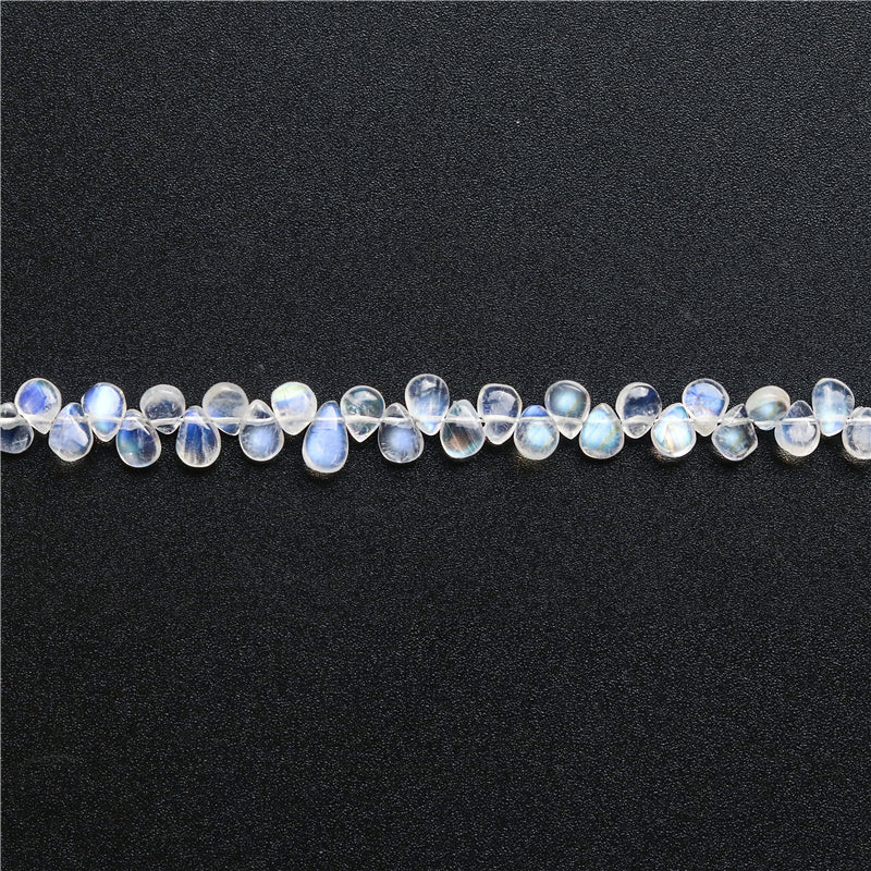 Natural 7A White Moonstone Beads Flat Drop 4x5-6mm Hole 0.4mm about 84pcs 25cm strand