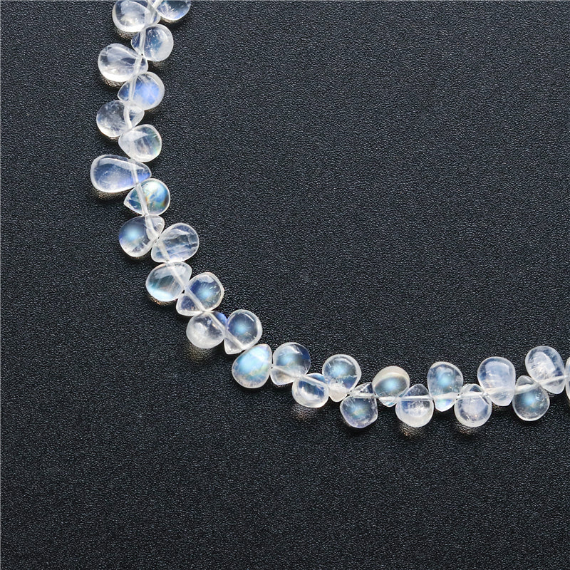 Natural 7A White Moonstone Beads Flat Drop 4x5-6mm Hole 0.4mm about 84pcs 25cm strand