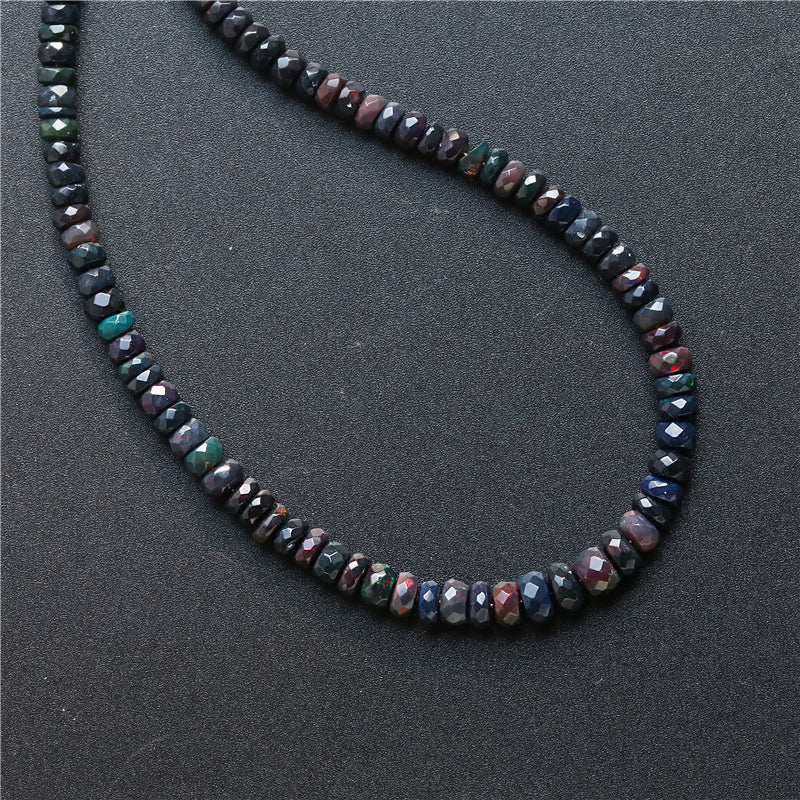 Natural 7A Black Opal Beads Abacus Faceted 2-4x4-6mm Hole 0.6mm about 155pcs 39cm strand