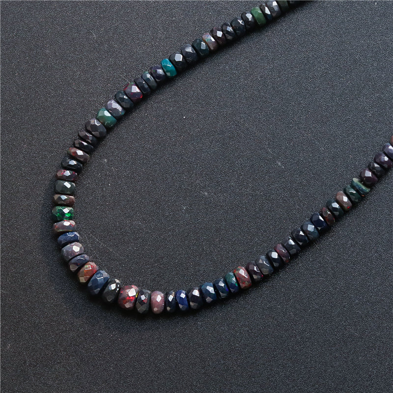 Natural 7A Black Opal Beads Abacus Faceted 2-4x4-6mm Hole 0.6mm about 155pcs 39cm strand