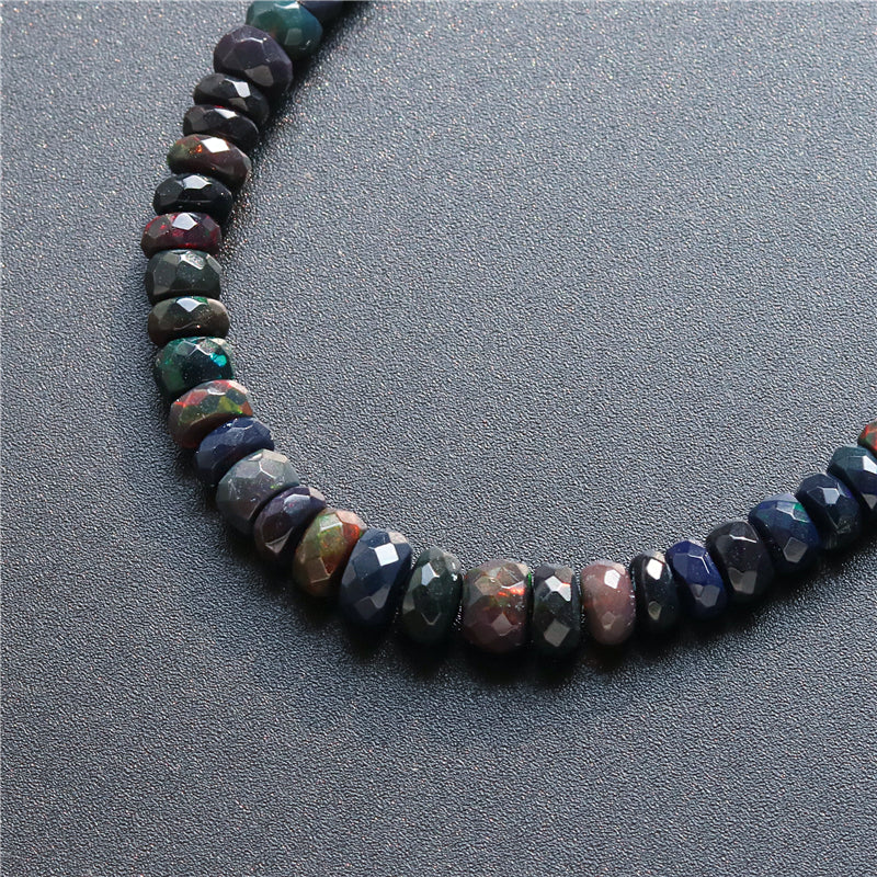 Natural 7A Black Opal Beads Abacus Faceted 2-4x4-6mm Hole 0.6mm about 155pcs 39cm strand