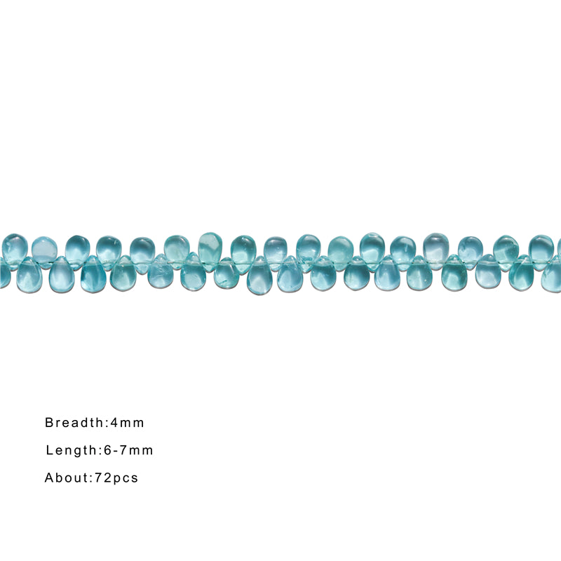 Perline di apatite naturale 7A goccia piatta 4x6-7mm Foro 0,4 mm circa 72 pezzi filo da 20 cm