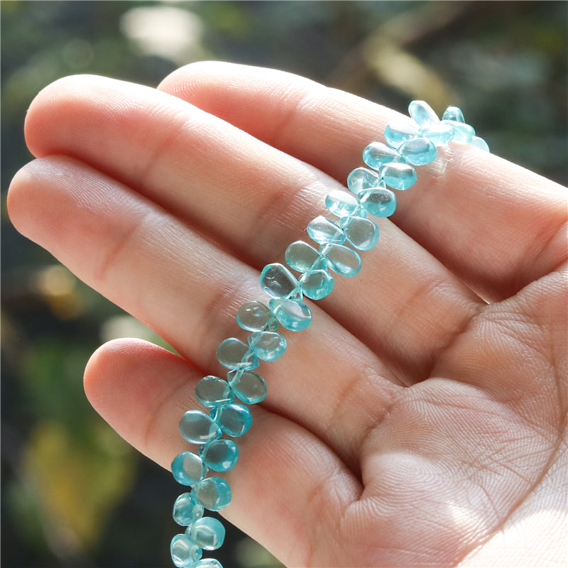 Natural 7A Apatite Beads Flat Drop 4x6-7mm Hole 0.4mm about 72pcs 20cm strand