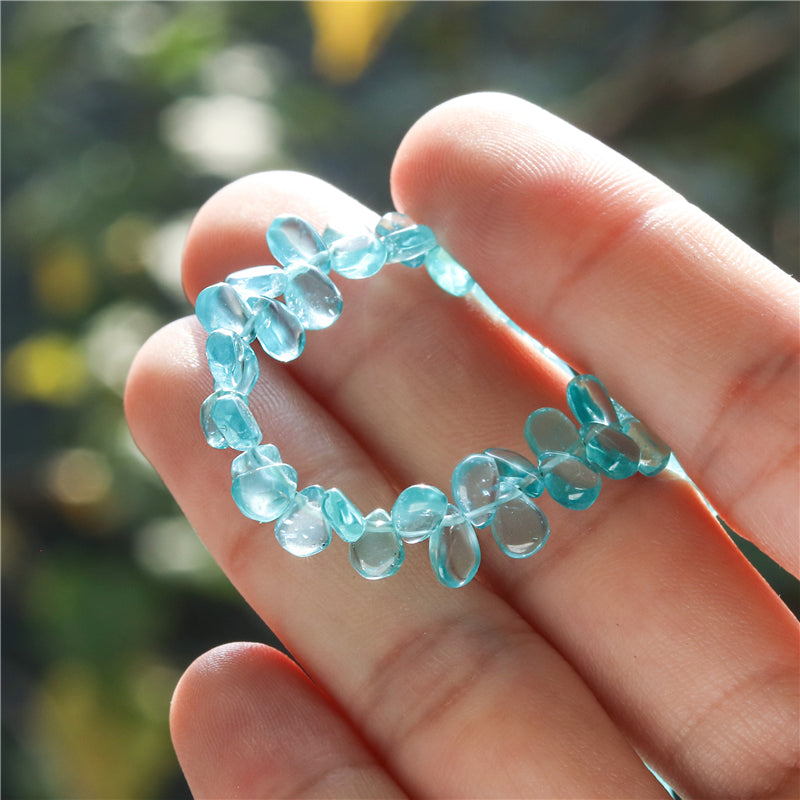 Natural 7A Apatite Beads Flat Drop 4x6-7mm Hole 0.4mm about 72pcs 20cm strand