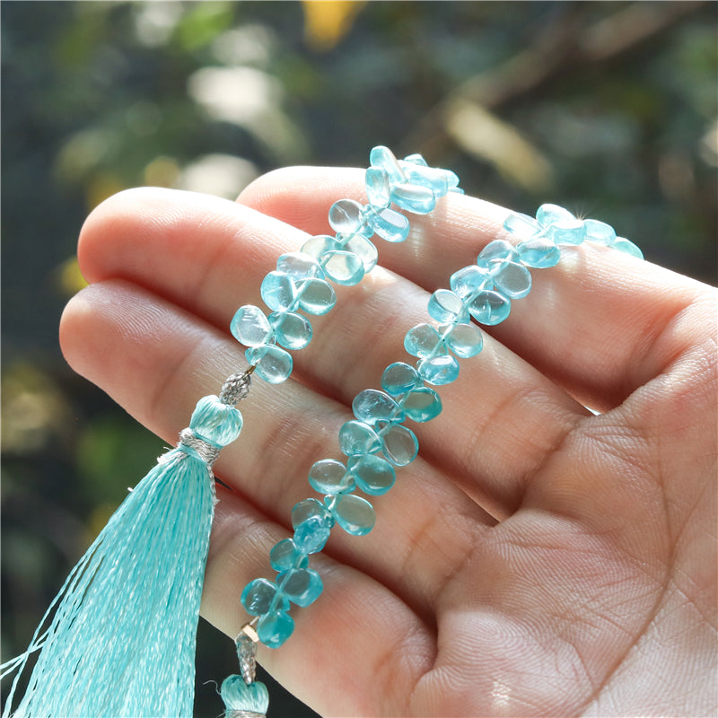 Natural 7A Apatite Beads Flat Drop 4x6-7mm Hole 0.4mm about 72pcs 20cm strand