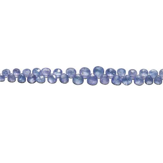 Perline di tanzanite naturale 7A a goccia piatta sfaccettata 5-7 mm Foro 0,4 mm circa 64 pezzi filo da 20 cm