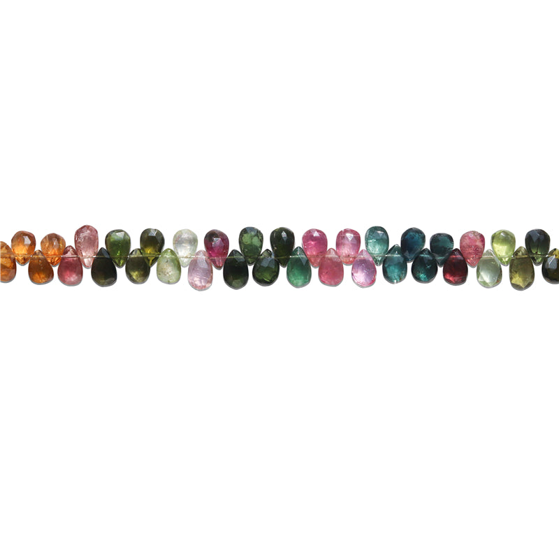 Natural 7A Tourmaline Beads Flat Drop Faceted 5x7-9mm Hole 0.4mm about 62pcs 20cm strand