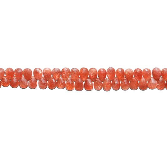 Natural 7A Gold Sunstone Beads Flat Drop Faceted 7x8-11mm Hole 0.4mm about 55pcs 20cm strand