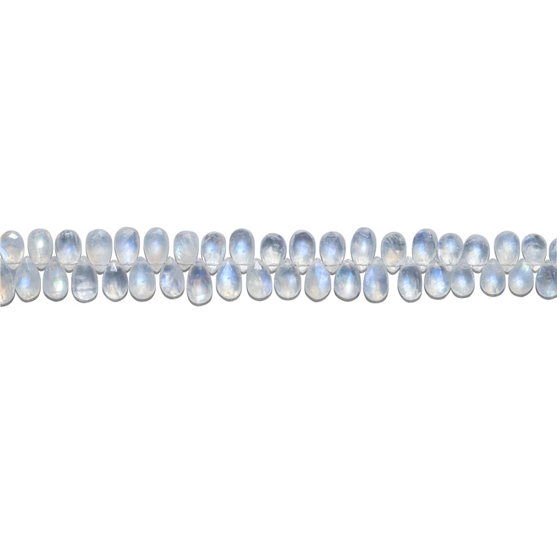 Natural 7A White Moonstone Beads Flat Drop Faceted 6x8-10mm Hole 0.4mm about 77pcs 20cm strand