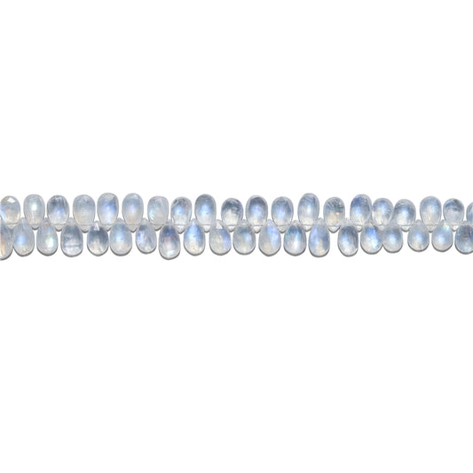 Perles Pierre de Lune Blanche Naturelle 7A Gouttes Plates Facettes 6x8-10mm Trou 0.4mm Environ 77pcs Fil de 20cm