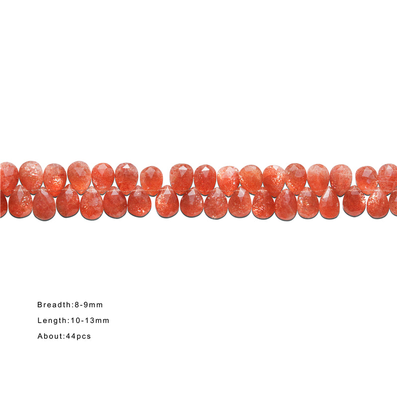 Natural 7A Gold Sunstone Beads Flat Drop Faceted 8-9x8-10-13mm Hole 0.4mm about 44pcs 20cm strand