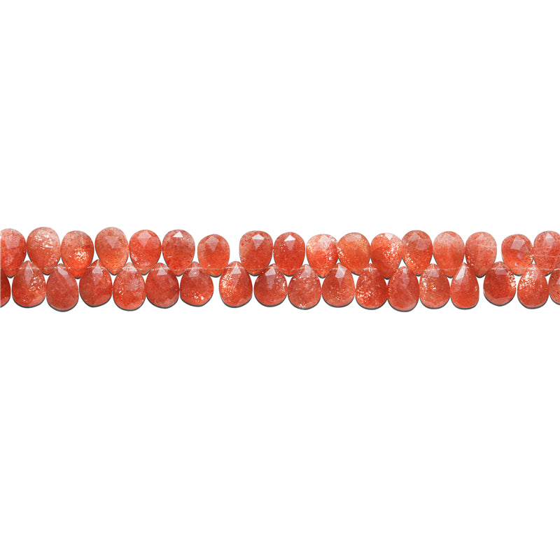 Natural 7A Gold Sunstone Beads Flat Drop Faceted 8-9x8-10-13mm Hole 0.4mm about 44pcs 20cm strand