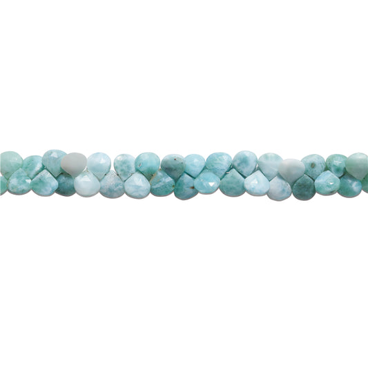 Perles Larimar naturelles Gouttes Plates Facettes 8-9x9-10mm Trou 0.6mm Environ 50pcs Fil de 20cm