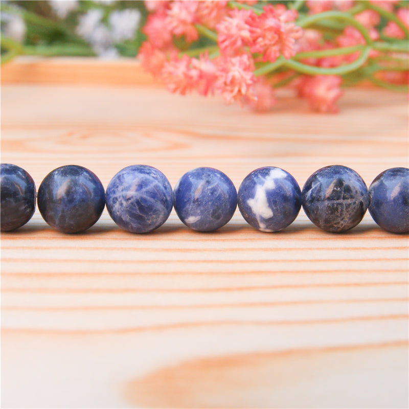 Perles sodalite naturelles rondes 6mm trou 0.8mm environ 65pcs sur fil 39cm