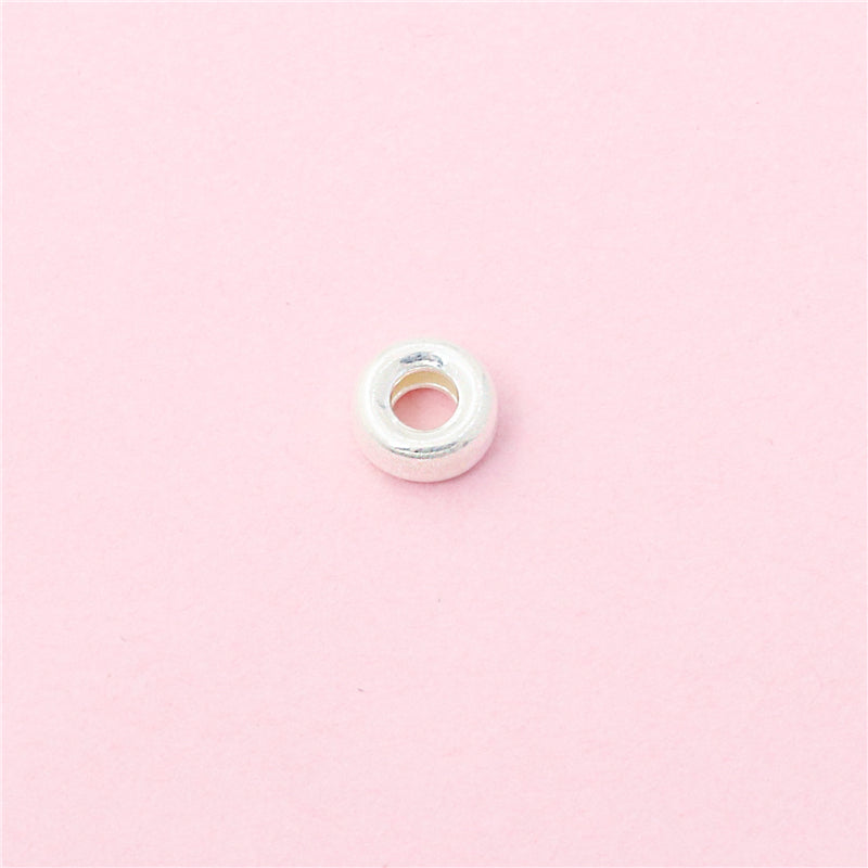 925 Sterling Silver Flat Round Beads 3mm Hole 1mm 100pcs